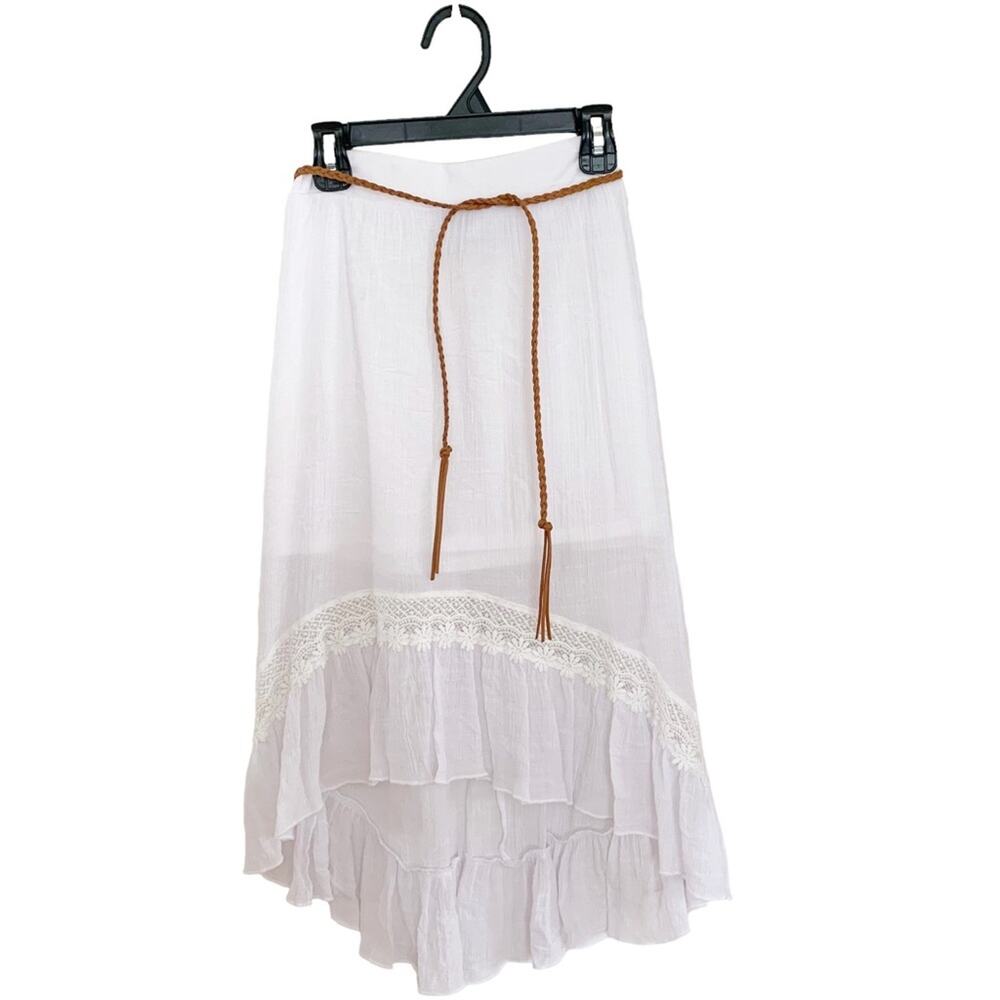 D-signed by Disney White Cotton Gauze Lace Trimmed Skirt Girls Size Small